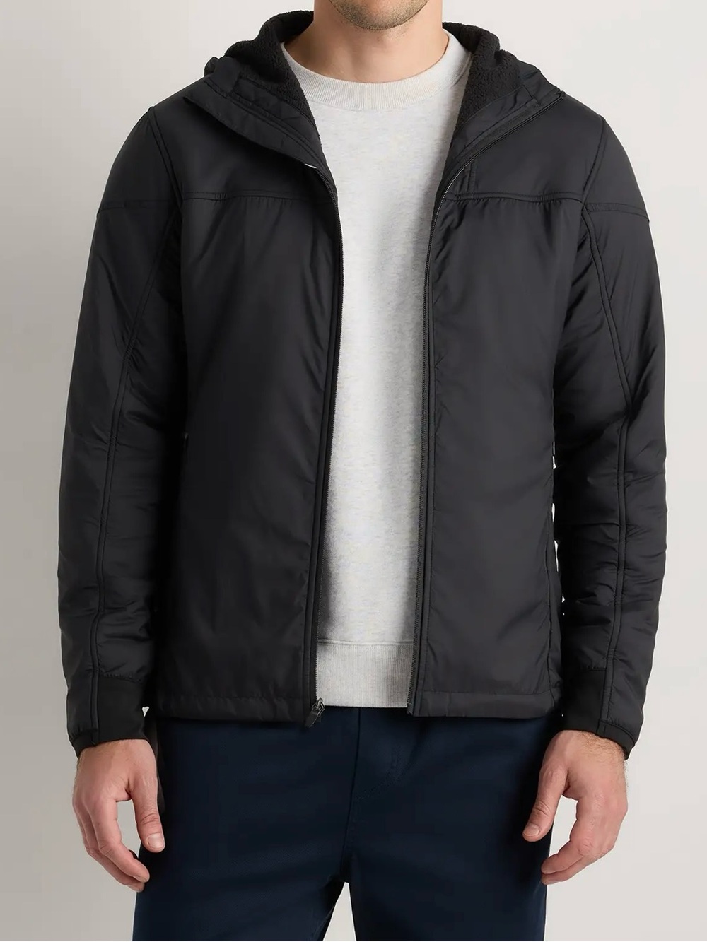 Quince Weatherproof Insulated Fleece Lined Hooded Jacket Black Mens L Gorpcore